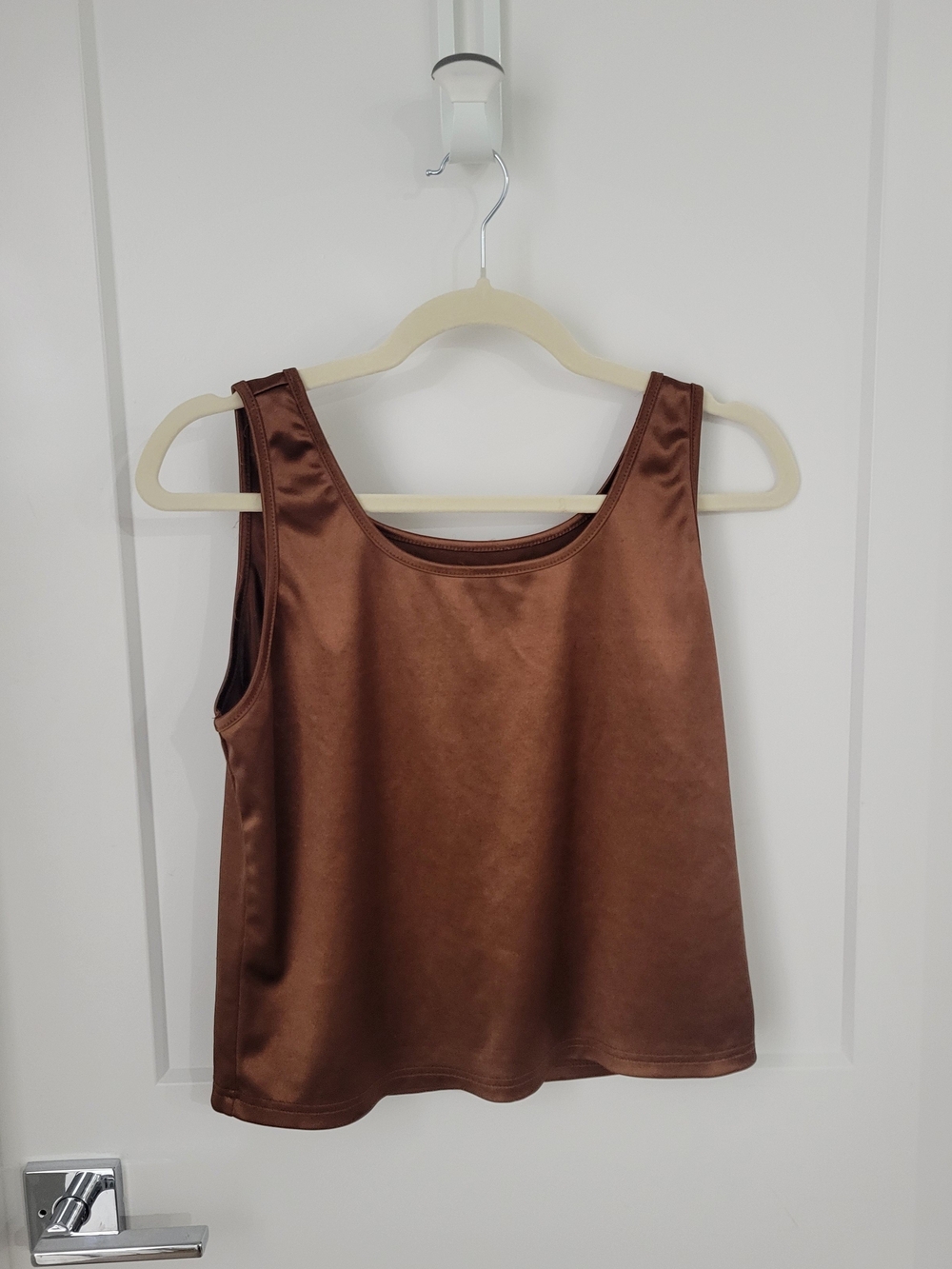 SHEIN Brown Satin Scoop Neck Tank